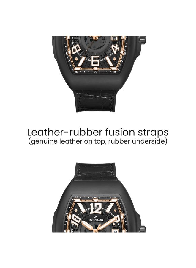 TORNADO Men's Leather Analog Display Watch T25001-BLBB - 44mm - Image 5
